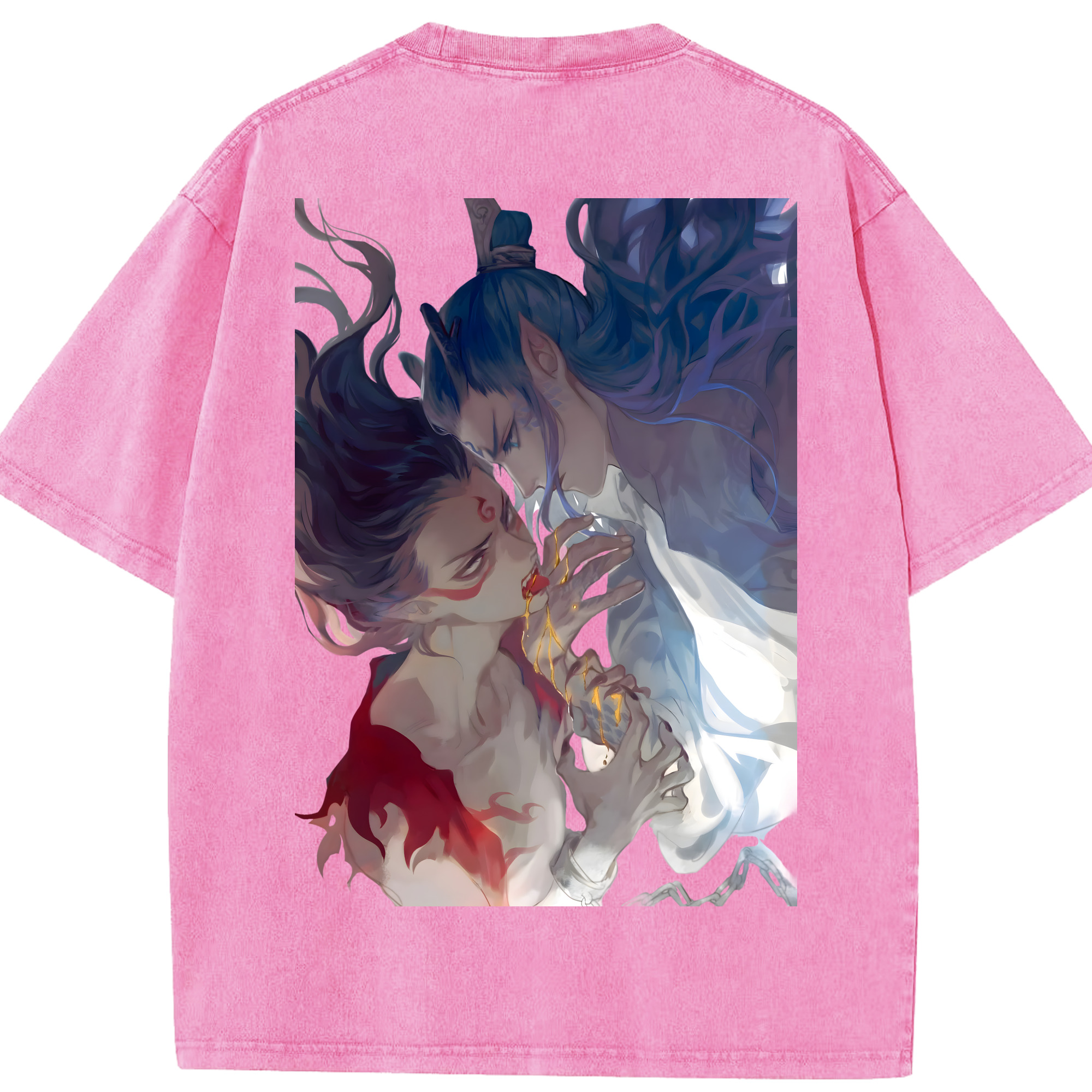 （画像用） Ne Zha 2 ナタ 魔童の大暴れ 綿100% ヴィンテージ風 半袖Tシャツ（背面プリント）
